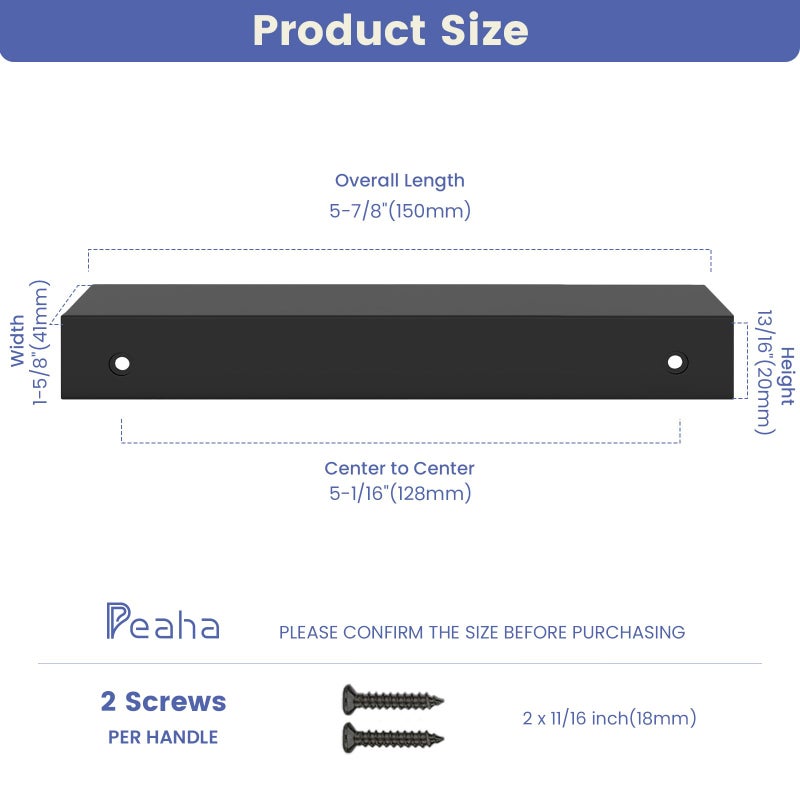 Peaha 10 Pack Kitchen Cabinet Handles 5 inch Black Pulls for Dresser Drawers Door Edge Finger Pull Aluminum Alloy Hardware - Image 3